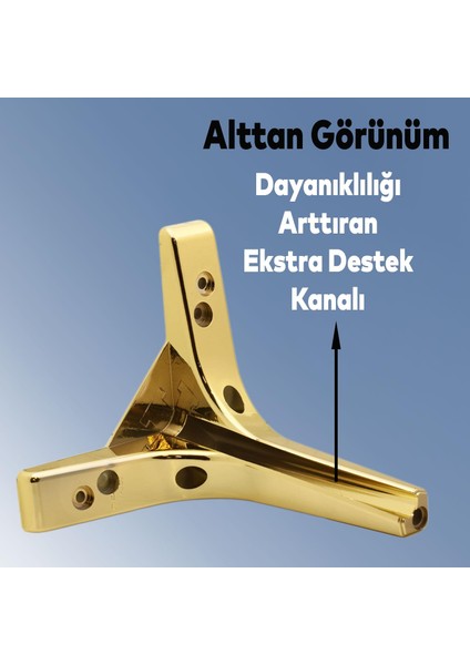 Mobilya Kanepe Sehpa Tv Ünitesi Koltuk Ayağı 17 cm Gold Altın Baza Ayak 4 Adet