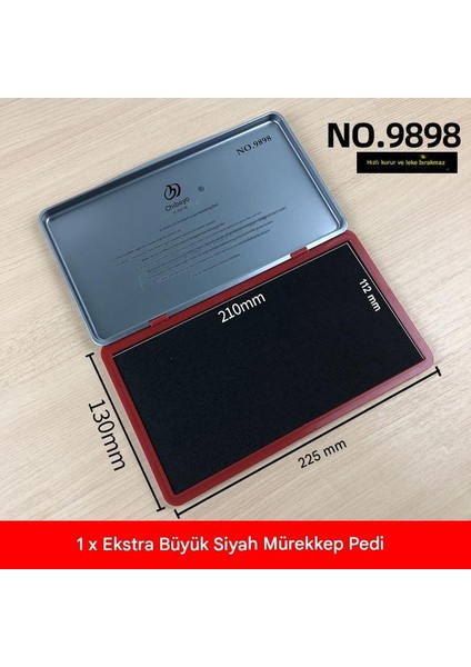 El Istampası Büyük Boy 225*130MM Siyah Mürekkep Pedi 9898 fiyatları