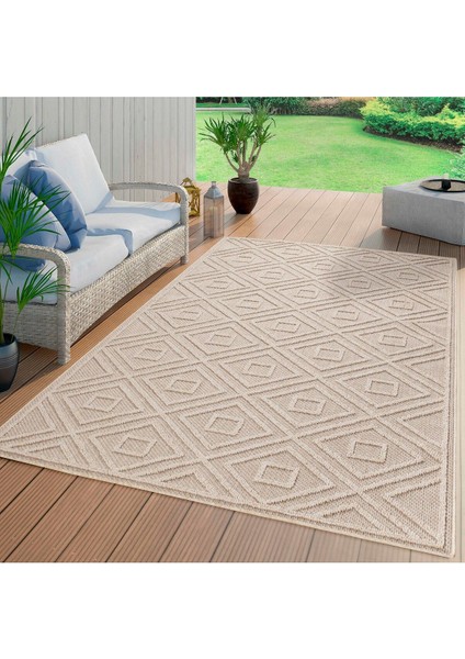 Geometrik Çizgiler Modern Tasarımlar Iskandinav Dokuma Taban Iç ve Dış Mekan Ince Sisal Halı Bej