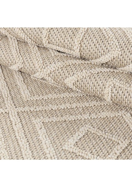 Geometrik Çizgiler Modern Tasarımlar Iskandinav Dokuma Taban Iç ve Dış Mekan Ince Sisal Halı Bej