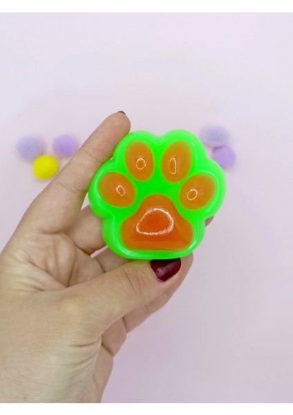 Sevimli Küçük Squishy Kedi Pati Sıkma 7 cm Pati Sukuşi - Yeşil