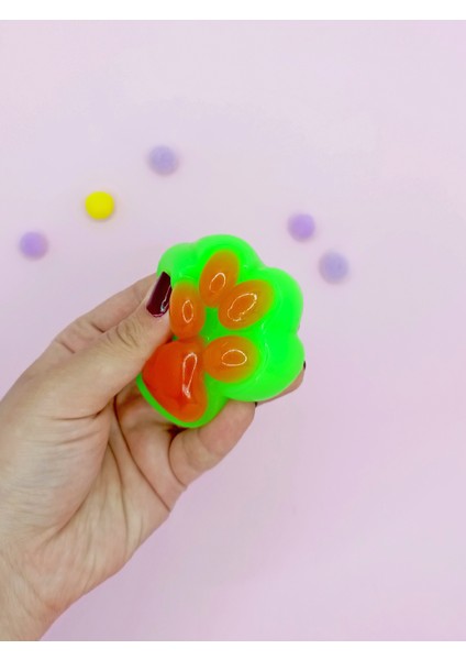 Sevimli Küçük Squishy Kedi Pati Sıkma 7 cm Pati Sukuşi - Yeşil