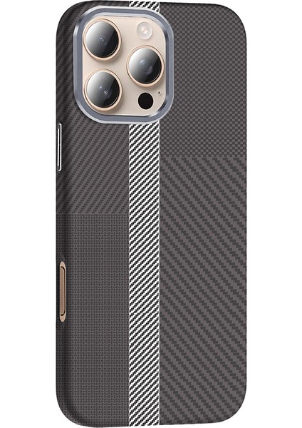 Apple iPhone 16 Pro Kılıf Magsafe Şarj Özellikli Karbon Fiber Görünümlü Sah Gros Kapak - Lacivert modelleri