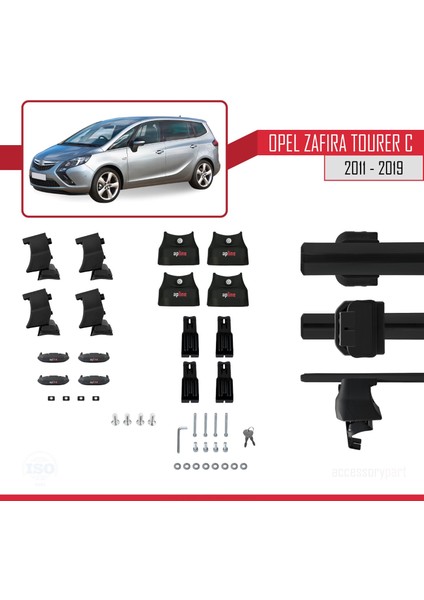 Opel Zafira Tourer C 2011-2019 Arası ile Uyumlu Ace-4 Ara Atkı Tavan Barı Siyah 2 Adet indirimleri