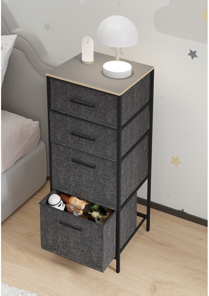 Çocuk 4 Çekmeceli Komodin Sehpa Füme 1614 fiyatları