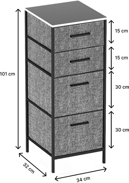 Çocuk 4 Çekmeceli Komodin Sehpa Füme 1614 fırsatları