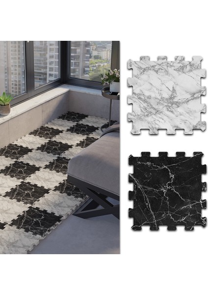 Dijital Baskı Siyah-Beyaz Taraftar Balkon Halısı Yolluk Yapboz Puzzle Japon Halı