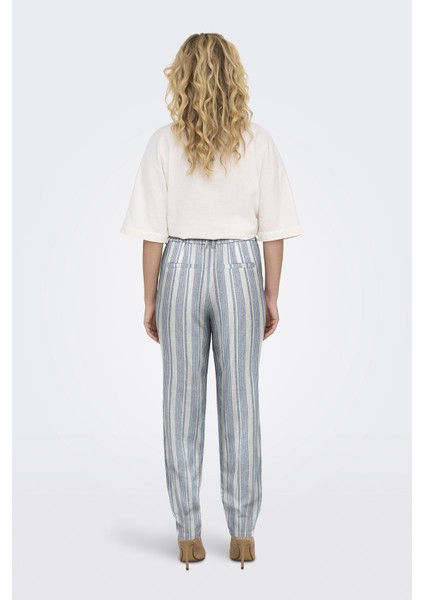 Onlcaro-Poptrash Keten Karışımlı Comfort Fit Normal Bel Düz Paça Pantolon Bayan Pantolon 15278710