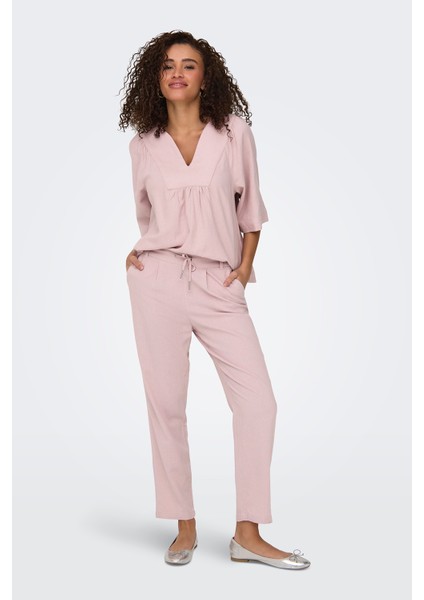 Onlcaro-Poptrash Keten Karışımlı Comfort Fit Normal Bel Düz Paça Pantolon Bayan Pantolon 15278710 fiyatları
