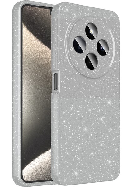 Xiaomi Redmi 14C 4g Kılıf Kamera Korumalı Simli Lüks Sah Koton Kapak - Gümüş