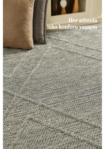 Geometrik Çizgiler Modern Tasarımlar Iskandinav Dokuma Taban Iç ve Dış Mekan İnce Sisal Halı Gri fiyatları