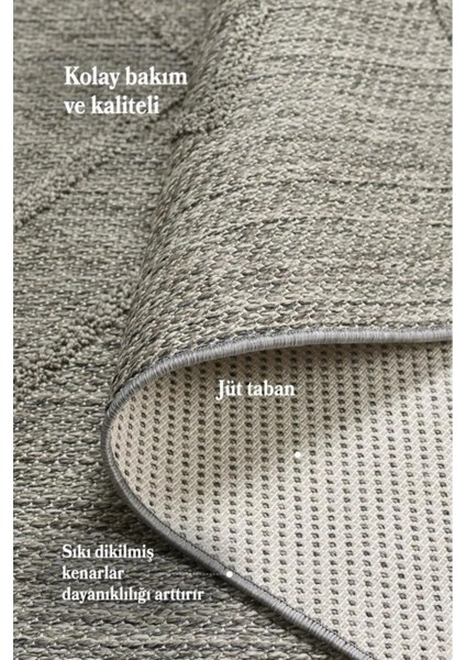 Geometrik Çizgiler Modern Tasarımlar Iskandinav Dokuma Taban Iç ve Dış Mekan İnce Sisal Halı Gri modelleri