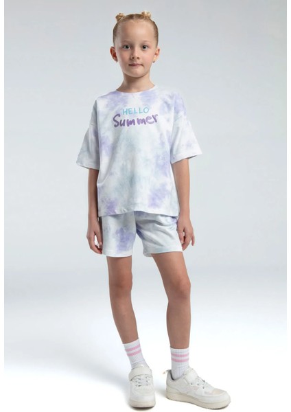 Rolypoly Kız Çocuk Batik Şortlu Takım 2-15 Yaş Lila