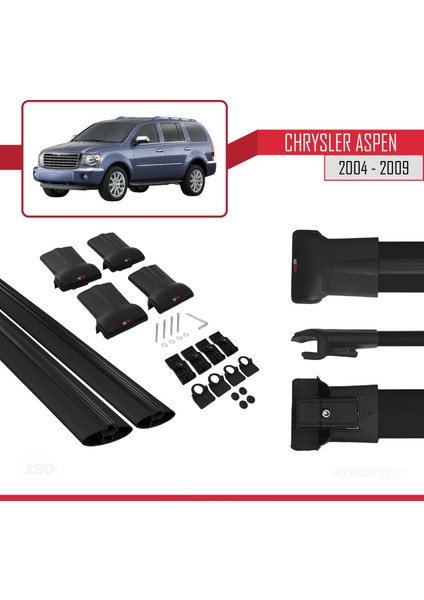 Chrysler Aspen 2004-2009 Arası ile Uyumlu Fly Model Ara Atkı Tavan Barı Siyah 2 Adet indirimleri