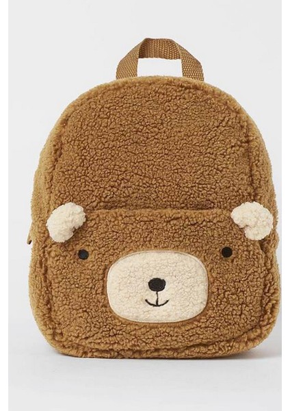Pelüş Ayıcıklı Çocuk Sırt Çantası Kahverengi