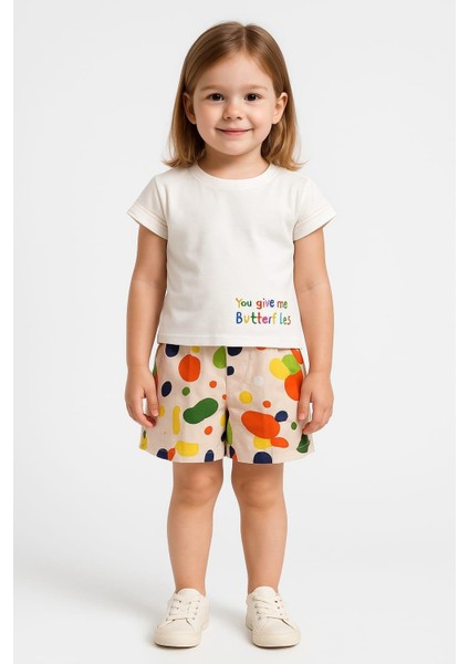 Kız Bebek Colourfuk Tshirt 1-4 Yaş Ekru