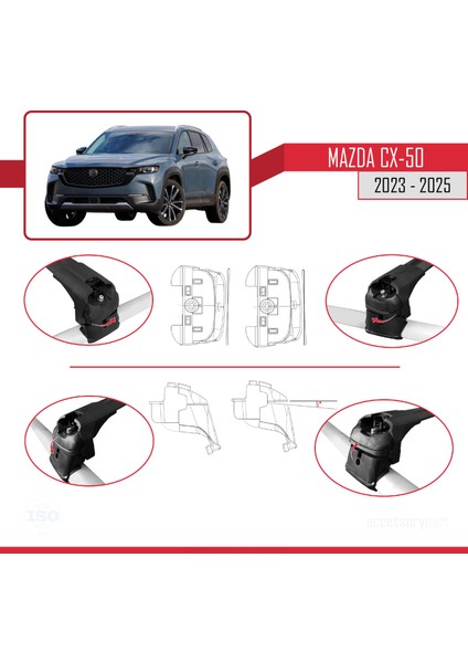 Mazda Cx-50 2023-2025 Arası ile Uyumlu Ara Atkı Ace-2 Ara Atkı Tavan Barı Siyah 2 Adet fırsatları