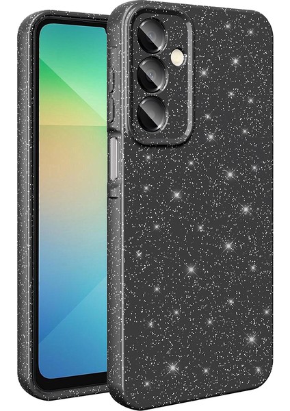 Samsung Galaxy A16 Kılıf Kamera Korumalı Simli Lüks Sah Koton Kapak - Siyah