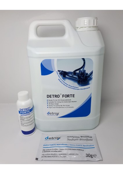 Detro Forte Yüksek Düzey Tıbbi Alet ve Endoskop Dezenfektanı 5 lt