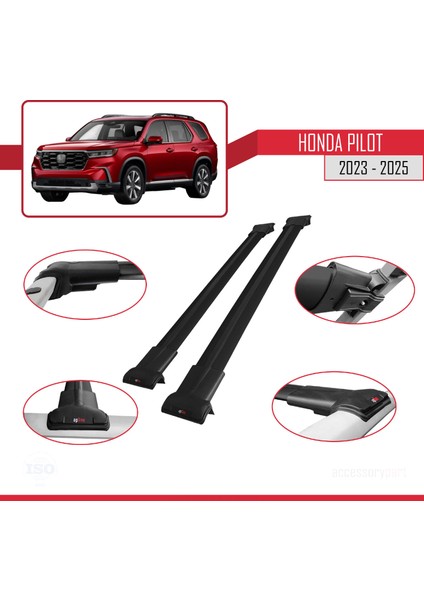 Honda Pilot 2023-2025 Arası ile Uyumlu Fly Model Ara Atkı Tavan Barı Siyah 2 Adet modelleri