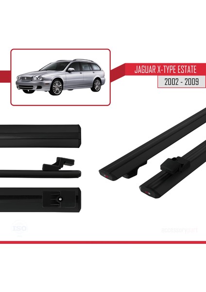 Jaguar X-Type Estate 2002-2009 Arası ile Uyumlu Basıc Model Ara Atkı Tavan Barı Siyah 2 Adet modelleri