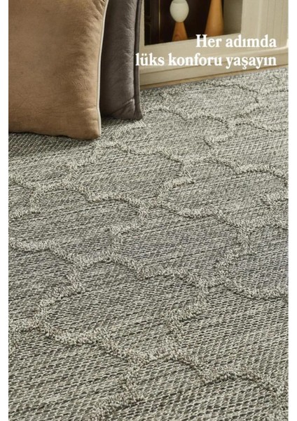 Geometrik Çizgiler Modern Tasarımlar Iskandinav Dokuma Taban Iç ve Dış Mekan İnce Sisal Halı Gri fiyatları