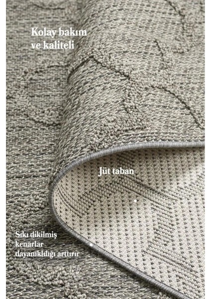 Geometrik Çizgiler Modern Tasarımlar Iskandinav Dokuma Taban Iç ve Dış Mekan İnce Sisal Halı Gri modelleri