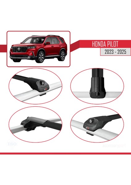 Honda Pilot 2023-2025 Arası ile Uyumlu Ace-1 Ara Atkı Tavan Barı Siyah 3 Adet fırsatları