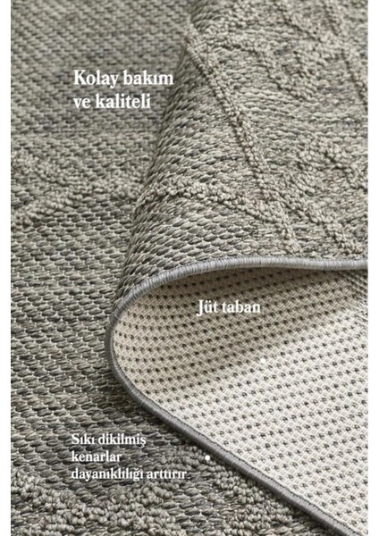 Geometrik Çizgiler Modern Tasarımlar Iskandinav Dokuma Taban Iç ve Dış Mekan İnce Sisal Halı Gri modelleri