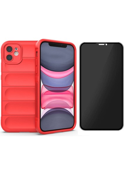 iPhone 11 Kılıf Esnek TPU Oyuklu Arka Yüzey Tasarımlı Zore Etnik Silikon Kapak + Hayalet Ekran Koruyucu