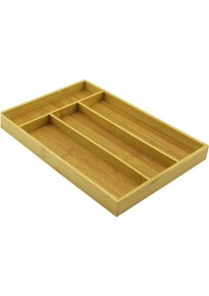 22,5 x 33,5 cm 4 Adet Bölme Içeren Yüksek Kalite Ahşap Bambu Kaşıklık