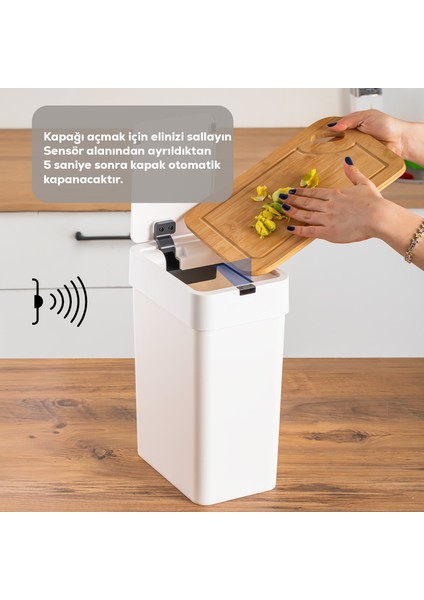 Me-06 Hareket Sensörlü Sessiz Kapatma Çöp Kutusu Banyo Mutfak Çöp Kovası Kapaklı Banyo Çöp Kovası 9 lt fiyatları