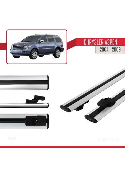 Chrysler Aspen 2004-2009 Arası ile Uyumlu Basıc Model Ara Atkı Tavan Barı Gri 2 Adet modelleri