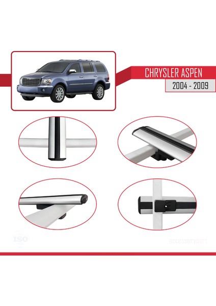 Chrysler Aspen 2004-2009 Arası ile Uyumlu Basıc Model Ara Atkı Tavan Barı Gri 2 Adet fırsatları