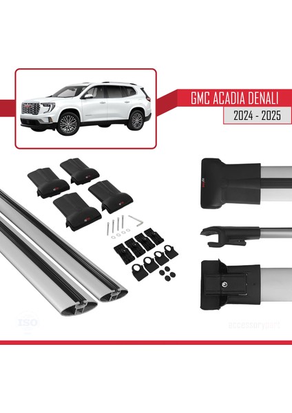Gmc Acadia Denali 2024-2025 Arası ile Uyumlu Fly Model Ara Atkı Tavan Barı Gri 2 Adet indirimleri