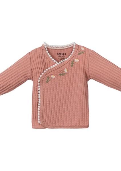 Kız Bebek Papatya Işlemeli Hastane Çıkısı 5'li Set Pembe