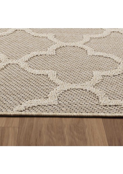 Geometrik Çizgiler Modern Tasarımlar Iskandinav Dokuma Taban Iç ve Dış Mekan Ince Sisal Halı Bej