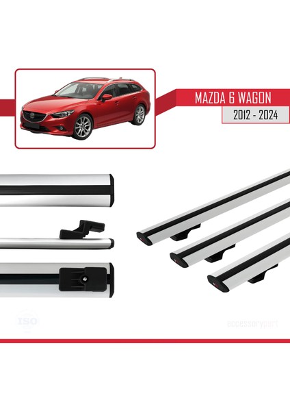 Mazda 6 Wagon 2012-2024 Arası ile Uyumlu Basıc Model Ara Atkı Tavan Barı Gri 3 Adet modelleri