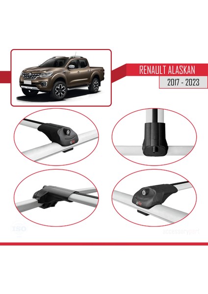 Renault Alaskan 2017-2023 Arası ile Uyumlu Ace-1 Ara Atkı Tavan Barı Gri 3 Adet fırsatları