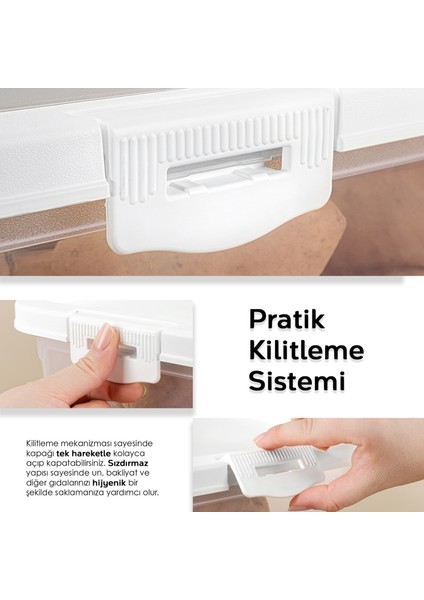4'lü Kayar Kapaklı Bakliyat Saklama Kabı - Çok Amaçlı Kilitli Kapak Erzak Şeker Un Kabı Beyaz 10 Lt modelleri