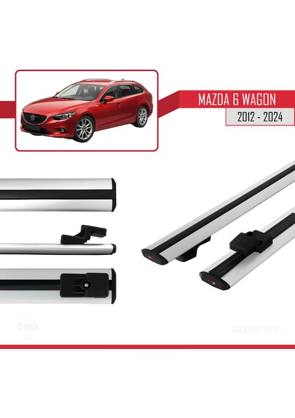 Mazda 6 Wagon 2012-2024 Arası ile Uyumlu Basıc Model Ara Atkı Tavan Barı Gri 2 Adet modelleri