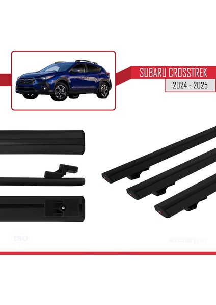 Subaru Crosstrek 2024 ve Sonrası ile Uyumlu Basıc Model Ara Atkı Tavan Barı Siyah 3 Adet modelleri
