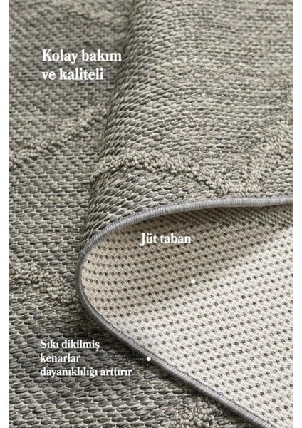 Geometrik Çizgiler Modern Tasarımlar Iskandinav Dokuma Taban Iç ve Dış Mekan İnce Sisal Halı Gri modelleri