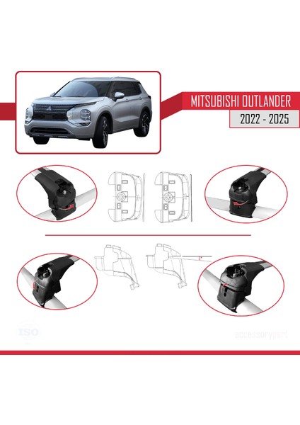 Mitsubishi Outlander 2022-2025 Arası ile Uyumlu Ace-2 Ara Atkı Tavan Barı Gri 2 Adet fırsatları
