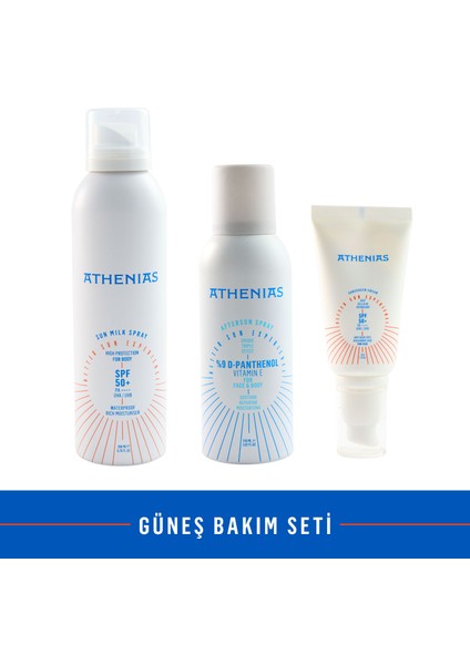 Güneş Bakım Seti Vücut güneş Spray + Yüz güneş kremi + Güneş sonrası spray