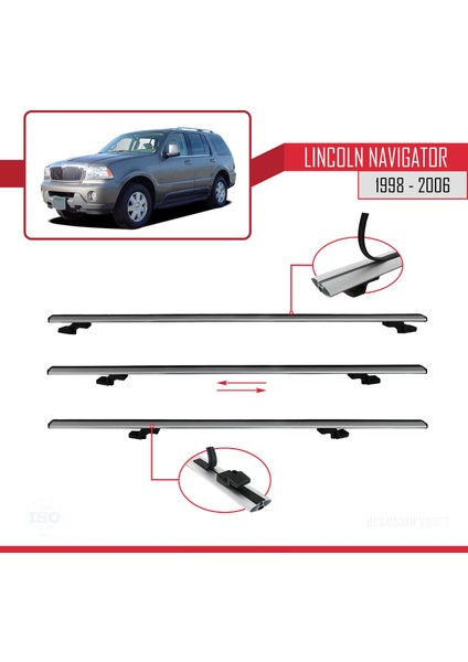 Lincoln Navigator 1998-2006 Arası ile Uyumlu Basıc Model Ara Atkı Tavan Barı Gri 2 Adet fırsatları