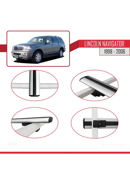 Lincoln Navigator 1998-2006 Arası ile Uyumlu Basıc Model Ara Atkı Tavan Barı Gri 2 Adet indirimleri