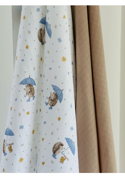 %100 Pamuk 2'li Müslin Bebek Battaniye Seti Oeko-Tex Sertifikalı Müslin Örtü 80 x 90 cm