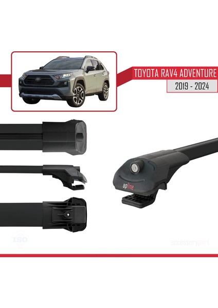 Toyota Rav4 Adventure 2019-2024 Arası ile Uyumlu Ace-1 Ara Atkı Tavan Barı Siyah 3 Adet modelleri