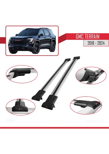 Gmc Terrain 2018-2024 Arası ile Uyumlu Fly Model Ara Atkı Tavan Barı Gri 2 Adet modelleri